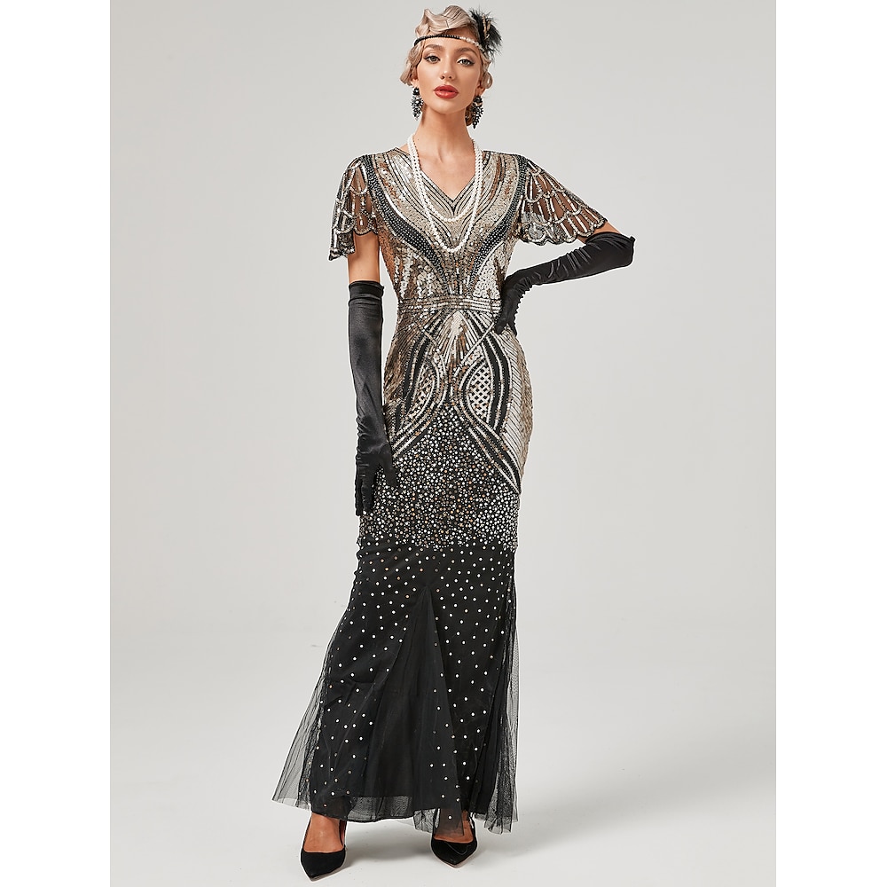 Brüllen 20s 1920s Cocktailkleid Flapper Kleid Kleid Maskerade Der große Gatsby Charleston Hochzeitsgast Damen Pailletten Normal Karneval Maskerade Karnival Hochzeit kleid hochzeitsgast Erwachsene Lightinthebox