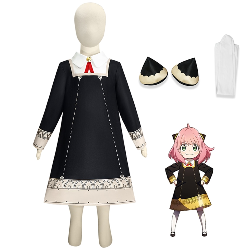 Inspiriert von Anya Forger, Anime-Cosplay-Kostüme, japanische Cosplay-Anzüge, langärmliges Kleid, Socken, Kopfbedeckung für Mädchen. Lightinthebox