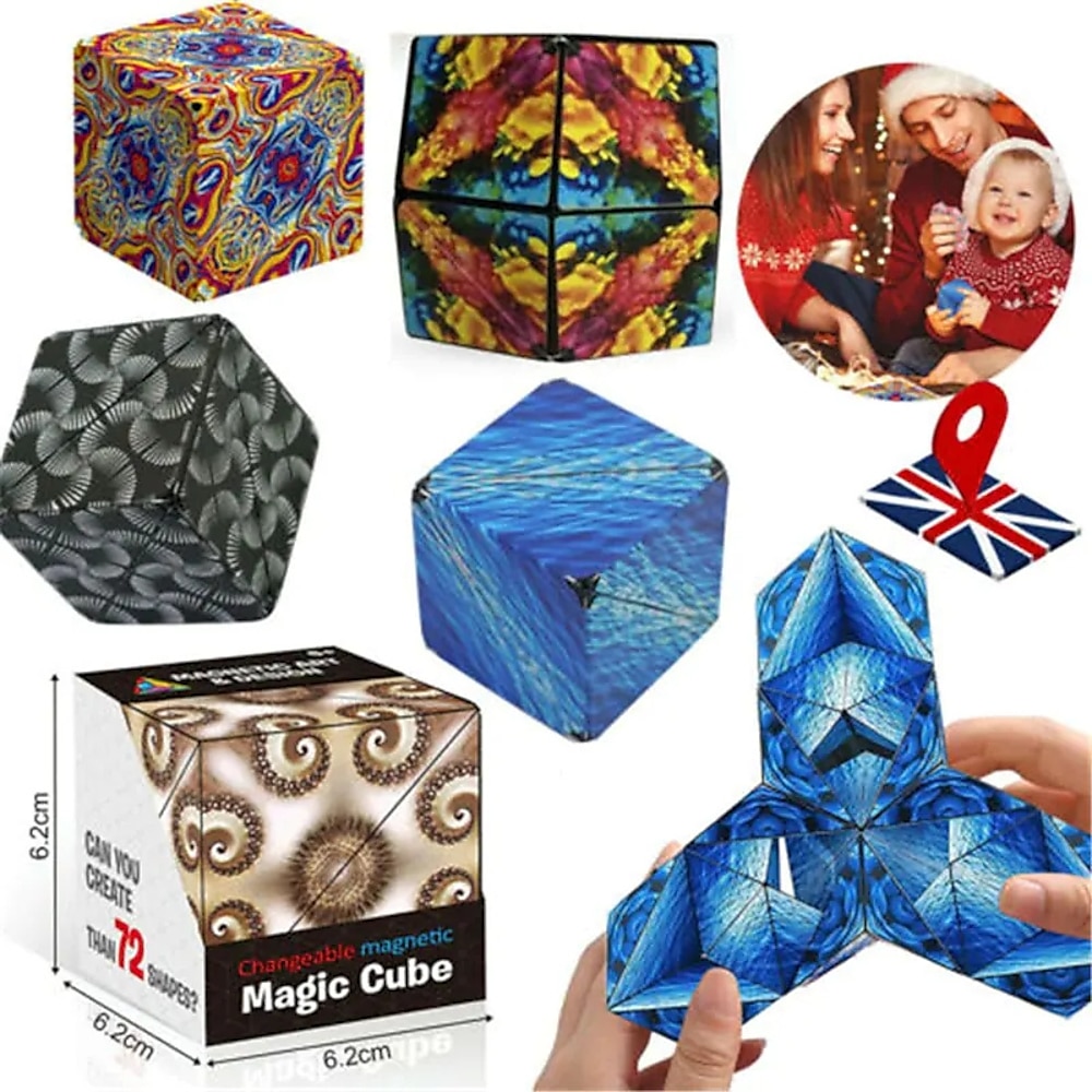 Vielzahl veränderbarer magnetischer Zauberwürfel Anti-Stress 3D Büro Hand Flip Puzzle Stressabbau Autismus Sammlung Kinder Zappelspielzeug für Weihnachtsgeschenke Lightinthebox