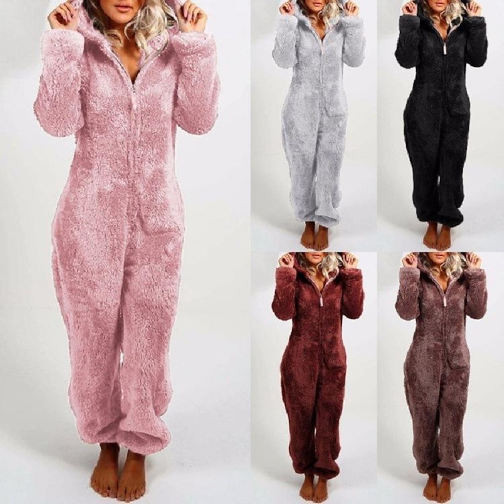 Fleece-Einteiler, tragbare Decke, Damen-Overall, warmer Strampler, Nachtwäsche, einteiliger Playsuit, Loungewear Lightinthebox