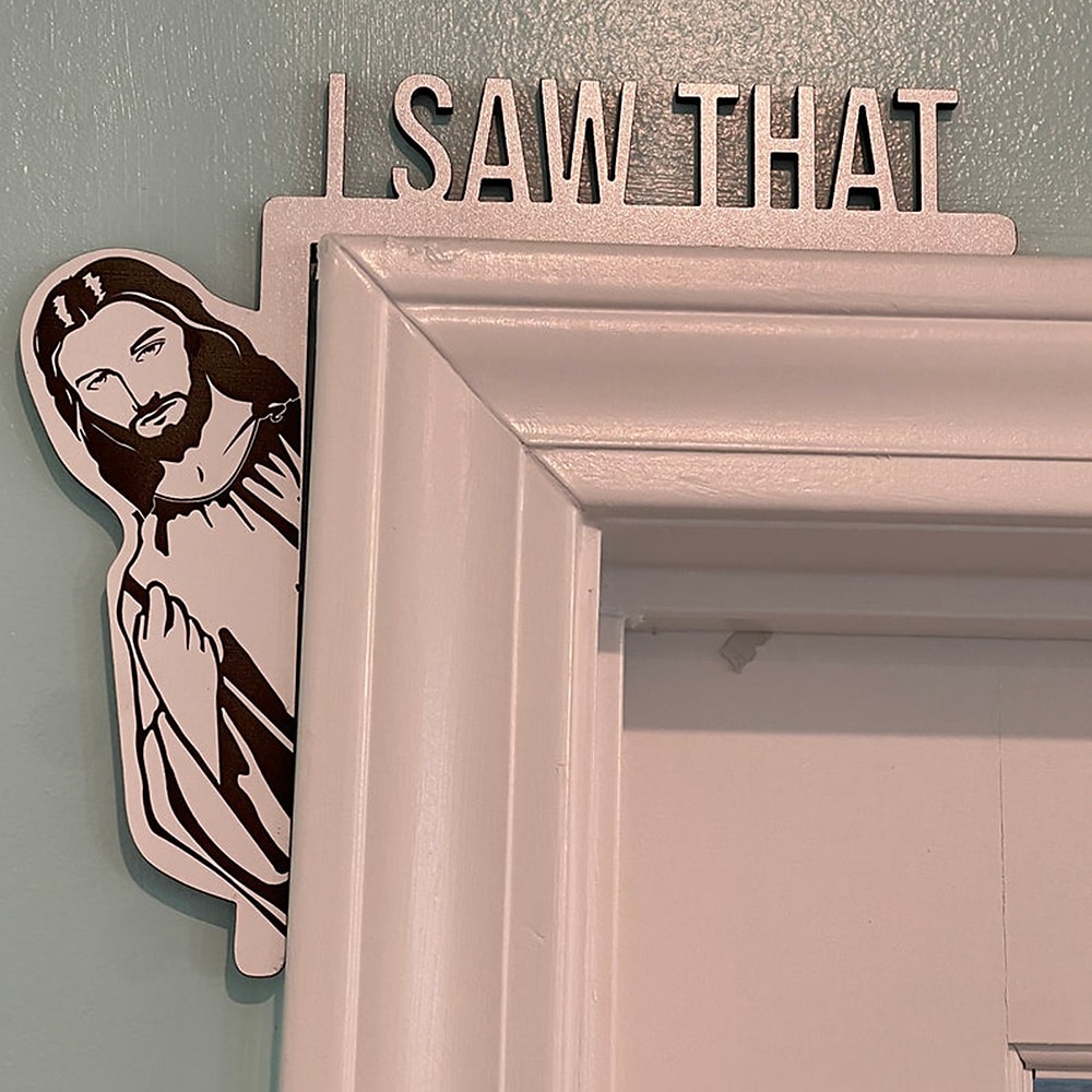 left right wooden door i saw that jesus head funny home decor frame ornament door frame decoration Lightinthebox