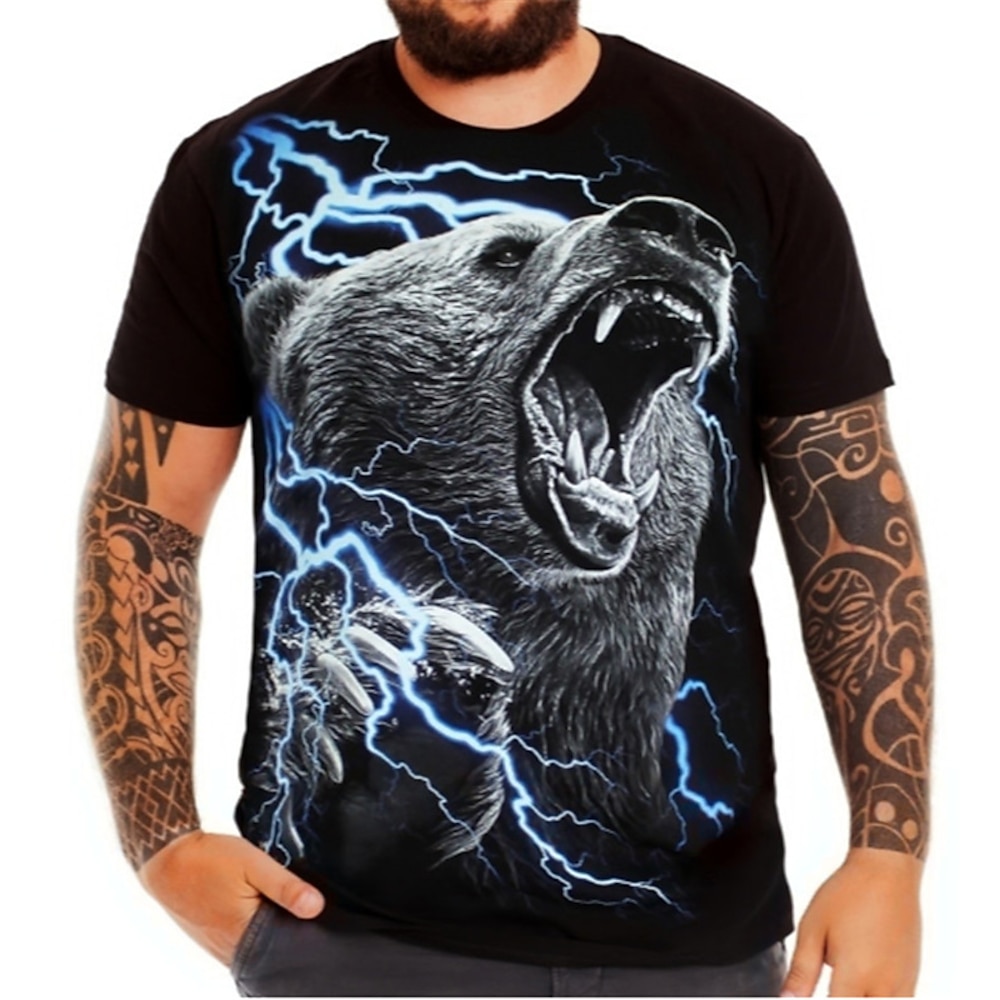 Herren Übergröße T Shirt Groß und hoch Graphic Rundhalsausschnitt Bedruckt Kurzarm Frühling Sommer Modisch Strassenmode Basic Komfortabel Casual Sport Oberteile Lightinthebox