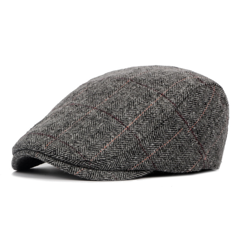 Herren Schiebermütze Tweed-Mütze Schwarz Kaffee Baumwolle Perlenbesetzt Spleißen Einfach Schick Modern Retro Strasse Alltagskleidung Wochenende Streifen Tragbar Komfort Modisch Lightinthebox