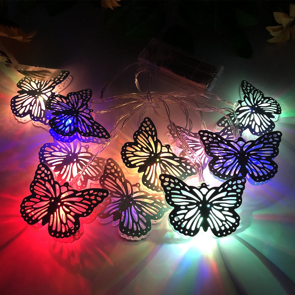 schmetterling führte fee lichterketten batteriebetriebene 3m-20led 1,5m-10led eisen kunst weihnachten urlaub garten dekoration hängende lichter Lightinthebox