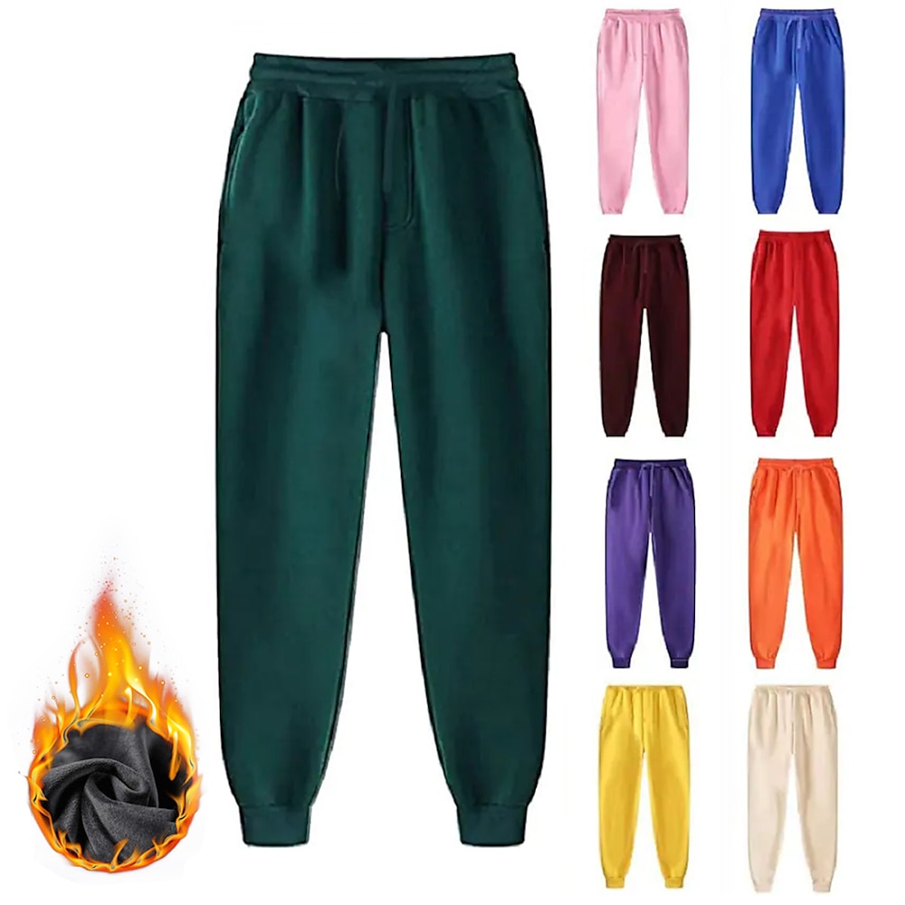 Herren Fleecehosen Jogginghose Trainingshose Jogginghose Jogger Winterhose Hose Hosen Seitentaschen Elastische Taille Vlies Feste Farbe Komfort Warm Täglich Brautkleider schlicht Marineblau Aprikose Lightinthebox