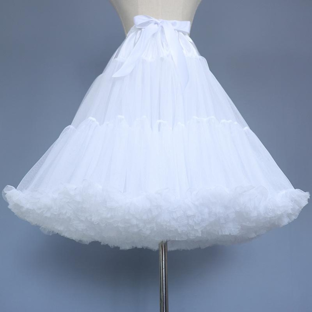 Damen Minimantel Modisch Mini Röcke Einfarbig Rüsche Layer-Look Tüll Leistung Party Schwarz Weiß Ganzjährig Organza Lightinthebox