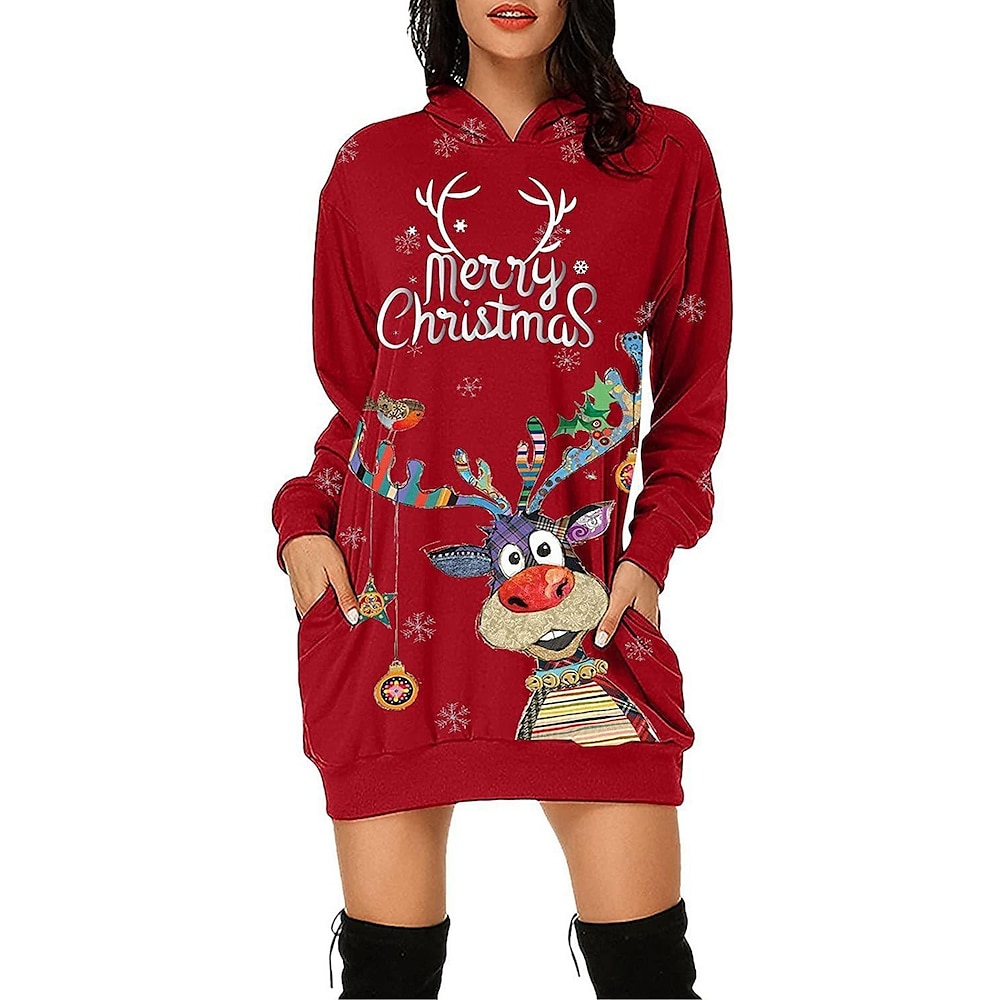 Santa Anzug Weihnachtsmann Lebkuchenmann Kleid Weihnachtsstrickjacke Kapuzenshirt Pullover 3D-Druck Damen Weihnachten Karneval Maskerade Heiligabend Weihnachten Erwachsene Party Weihnachten oben Lightinthebox