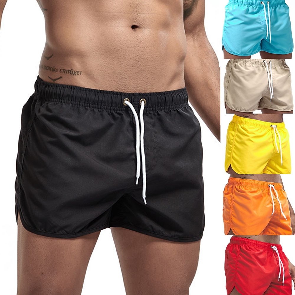 Herren Boardshorts Badeshorts Badehose Schwimmshorts Bademode 3-Zoll-Shorts Kurze Shorts Kordelzug Elastische Taille Elastisches Kordelzugdesign Feste Farbe Schnelltrocknend Kurz Sports Outdoor Lightinthebox