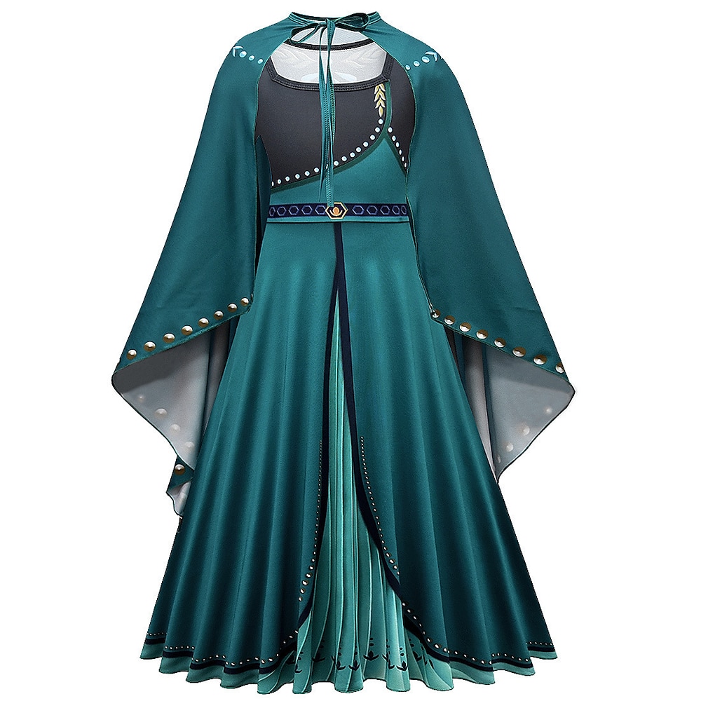 Frozen Prinzessin Anna Kinder Mädchenkleid einfarbig Partykleid Kleid Leistung Rundhalsausschnitt Langarm Prinzessinkleid 3-10 Jahre Winter hellgrün Lightinthebox