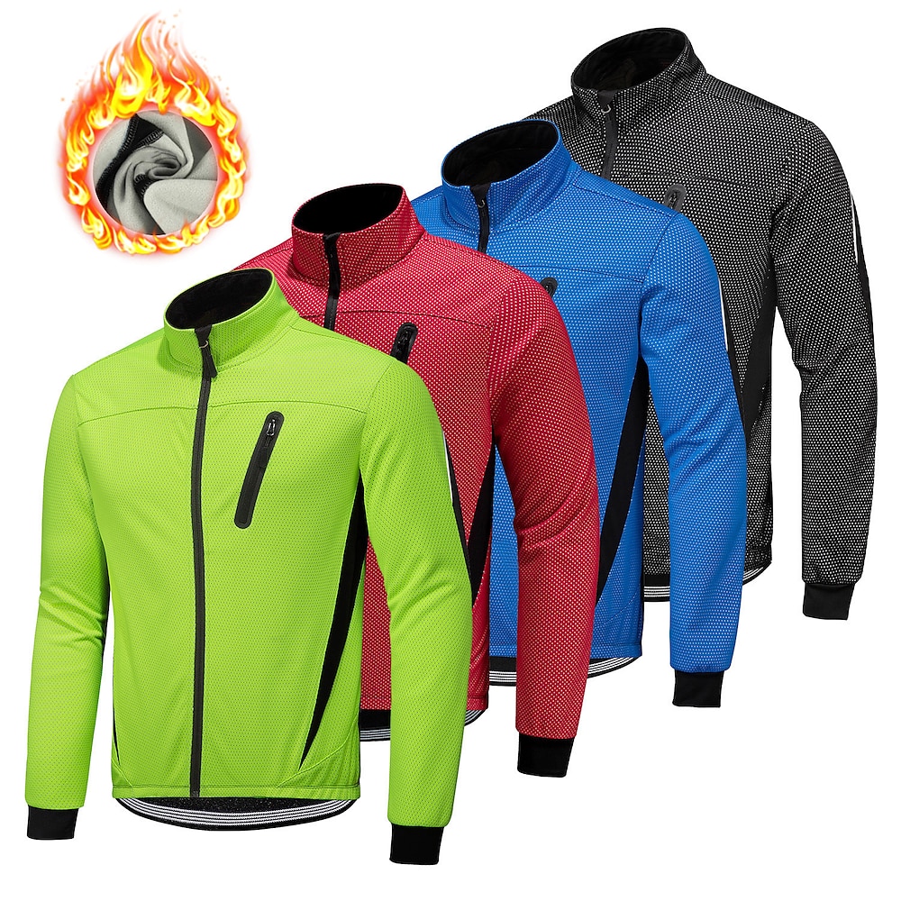 Herren Fahrradjacke Radjacke Winter warm Fleece-Futter Windundurchlässig Atmungsaktiv Fahhrad Jacke Windbreaker Windjacke MTB Mountain Rennrad Radfahren in der Stadt Schwarz Rote Grün Lightinthebox