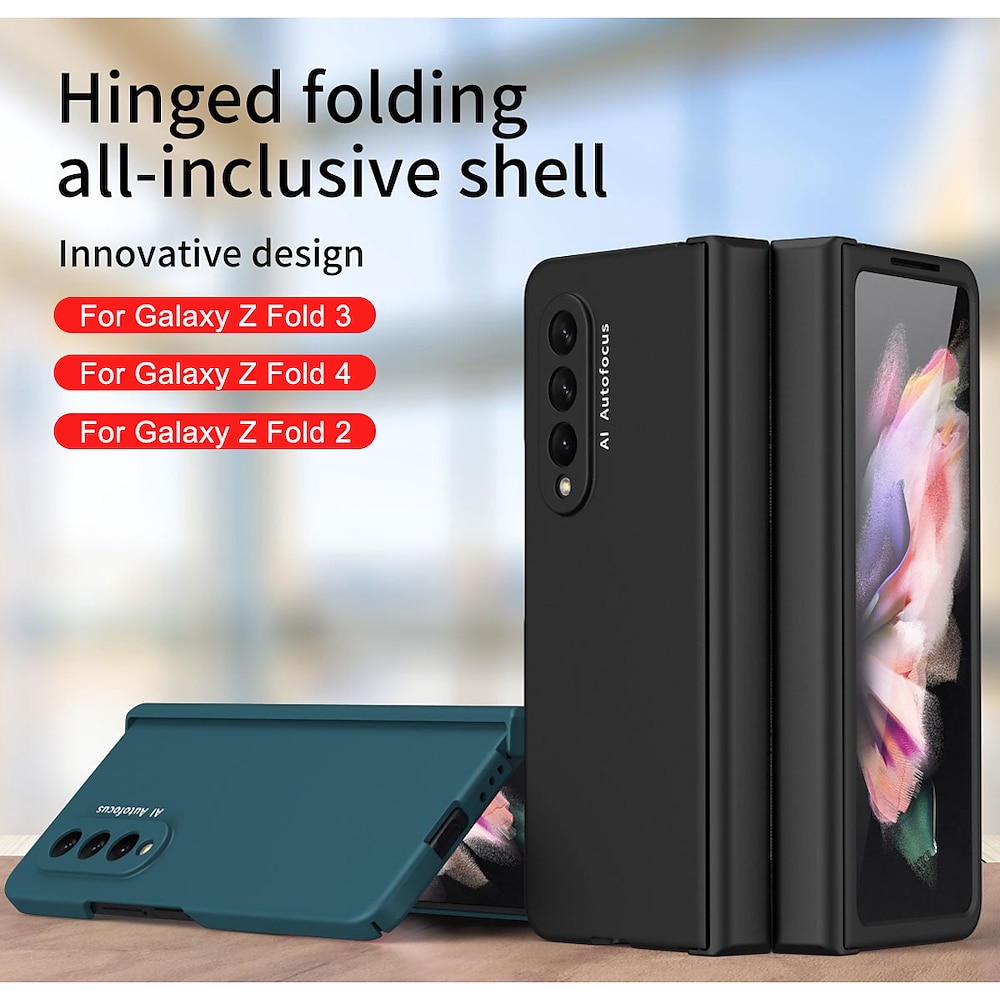 Handy Hülle Handyhüllen Für Samsung Galaxy Z Fold 5 Z Fold 4 Z Fold 3 Z Fold 2 Klappetui Shutzrahmen Flipbare Hülle Ganzkörperschutz Einfarbig PC Lightinthebox