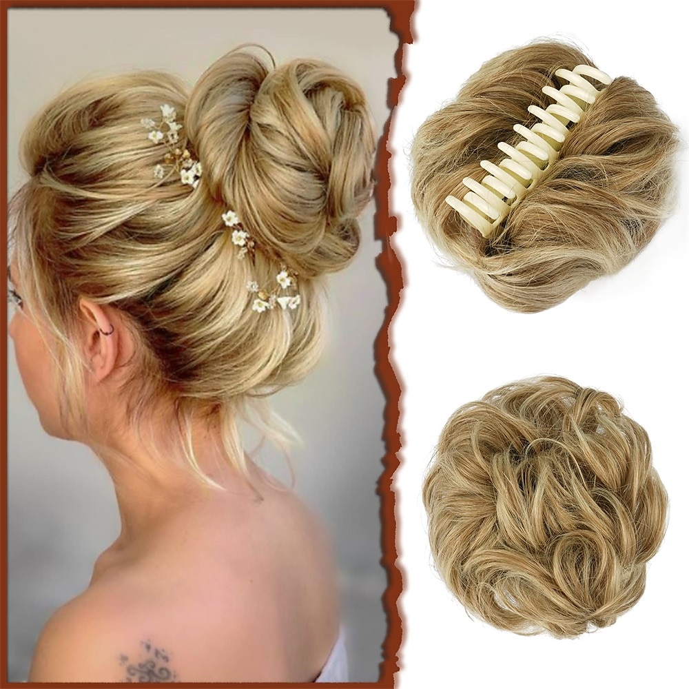 Sofeiyan Klaue Clip unordentliches Brötchen Haarteil gewelltes lockiges Haar Brötchen Clip in Klaue Chignon Pferdeschwanz Haarteile synthetische zerzauste Hochsteckfrisur Haarverlängerungen Scrunchie Lightinthebox