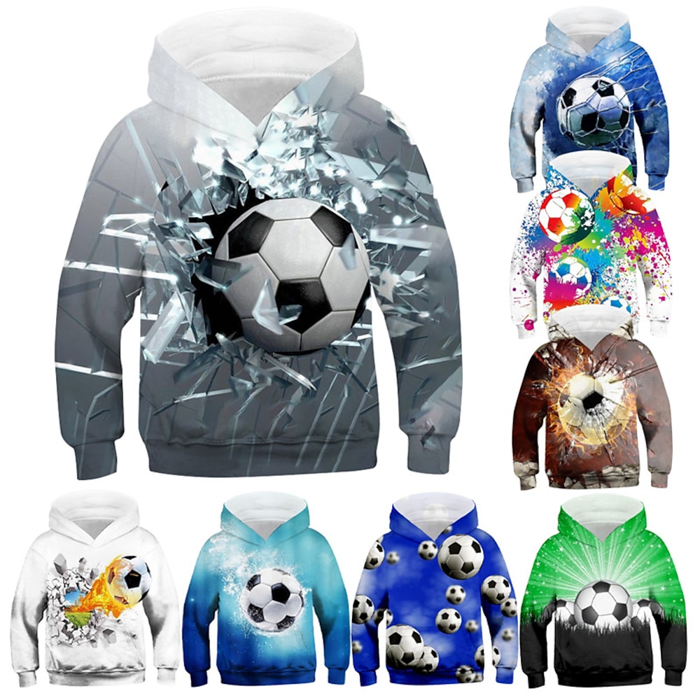 Kid Jungen WM Hoodie Pullover Fußball Langarm Tasche Kinder Top Casual Hoodie Sport Cool Multicolor Grün Blau Winter 3-12 Jahre Lightinthebox