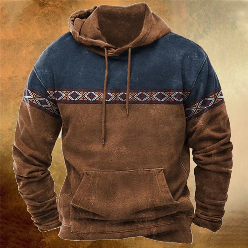 Herren Farbblock Grafik-Drucke Hoodie Sweatshirt Kapuze Hoodies Pullover Hoodie Sweatshirt Kapuze Langarm Sweatshirt mit Kapuze Mit Kapuze Strassenmode 3D-Druck Täglich Sport Schwarz Blau Bedruckt Lightinthebox