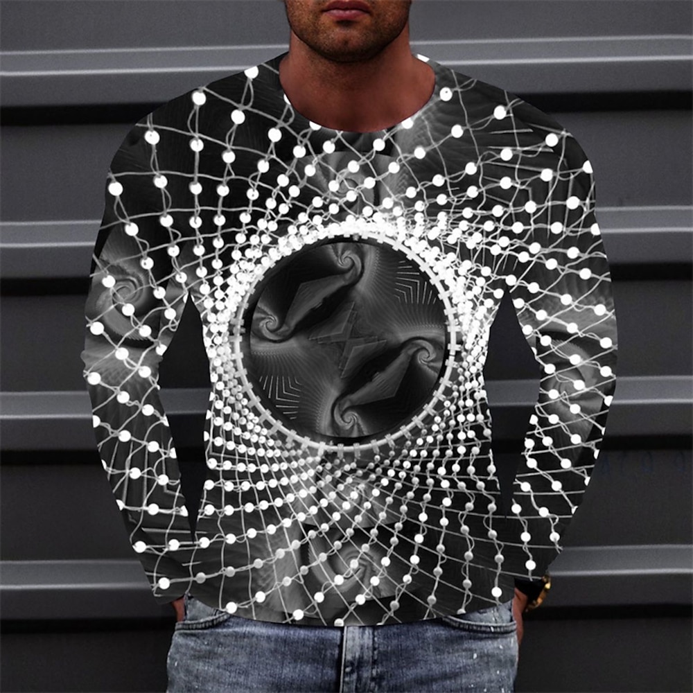 Herren 3D-Druck Grafik-Drucke T Shirt Langarm T-Shirt 3D-Druck Rundhalsausschnitt Hemd Sport Designer Basic Outdoor Strasse Täglich Hellgrün Fuchsie Grün Frühling Herbst Bekleidung S M L XL XXL 3XL Lightinthebox