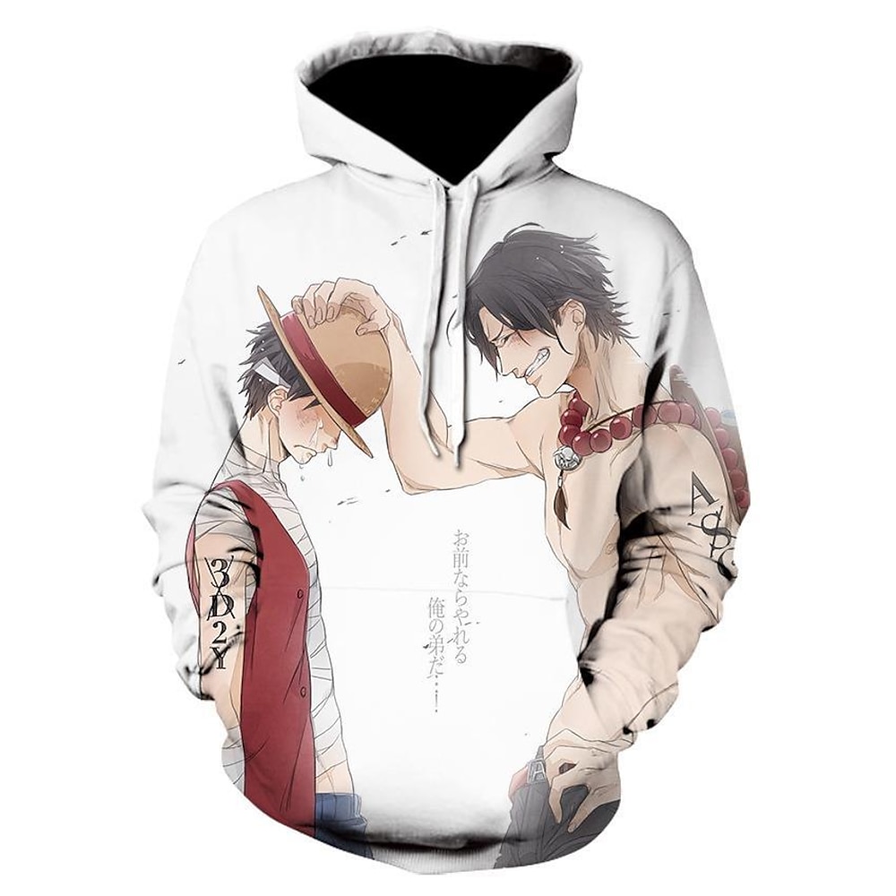 One Piece Film: Rot Affe D. Ruffy Portgas·D· Ass Kapuzenshirt Zeichentrick Manga Anime 3D Vordertasche Grafik Für Paar Herren Damen Erwachsene 3D-Druck Casual Lightinthebox