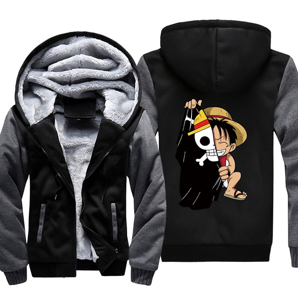 One Piece Affe D. Ruffy Kapuzenshirt Anime Oberbekleidung Anime Grafik Für Paar Herren Damen Erwachsene Heißprägen Casual Lightinthebox