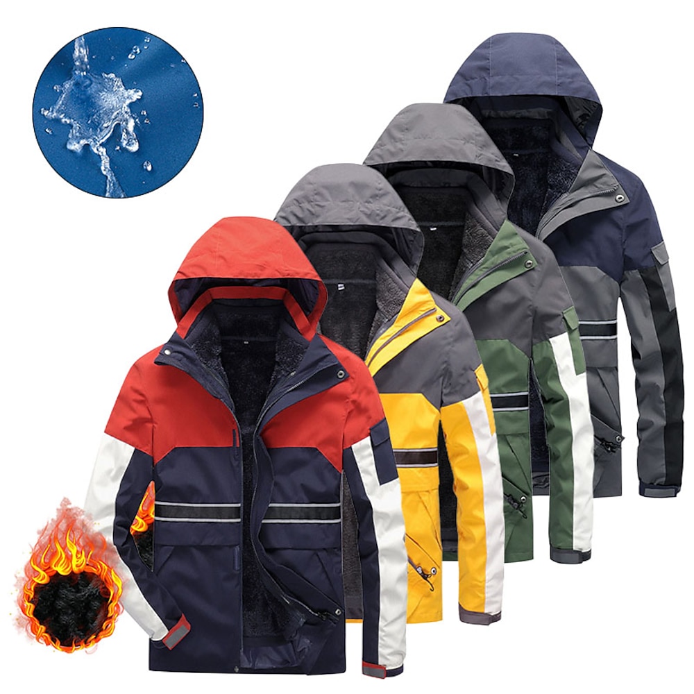 Herren 3-in-1-Jacken wandern Skijacke Winter Draussen Wasserdichte Wanderjacke Vlies Winter Draussen warm halten Fleece-Futter Wasserdicht Windundurchlässig Oberbekleidung Trench Coat Shirt Jagd Lightinthebox