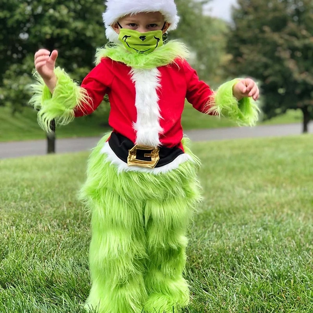 2-teiliger hässlicher Grinch-Hoodie für Kleinkinderamp; hose outfit einfarbig langarm baumwolle set outdoor mode winter herbst 3-7 jahre grün Lightinthebox