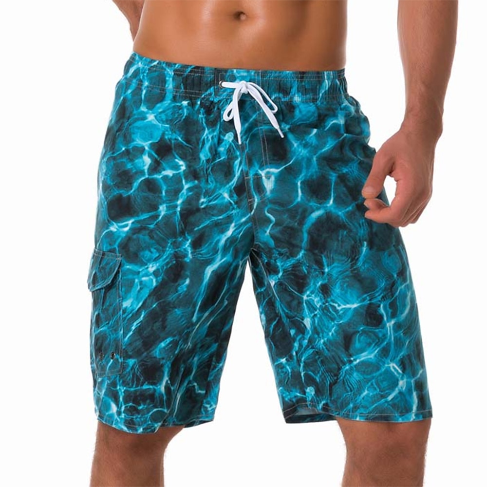 Herren Boardshorts Badeshorts Badehose Schwimmshorts Bademode Sommer-Shorts Bermudas Kordelzug mit Mesh-Futter Elastische Taille 3D-Druck Ozean Atmungsaktiv Schnelltrocknend Knielänge Casual Täglich Lightinthebox