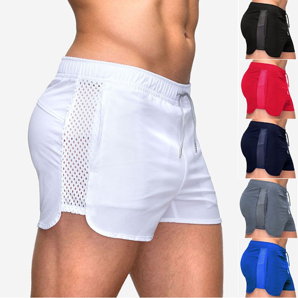 Herren Shorts Kurze Hosen Trainingsshorts Kurze Sporthose Lässige Shorts Kordelzug Elastische Taille Feste Farbe Atmungsaktiv Schnelltrocknend Kurz Täglich Sport Strassenmode Sport Schwarz Weiß Lightinthebox