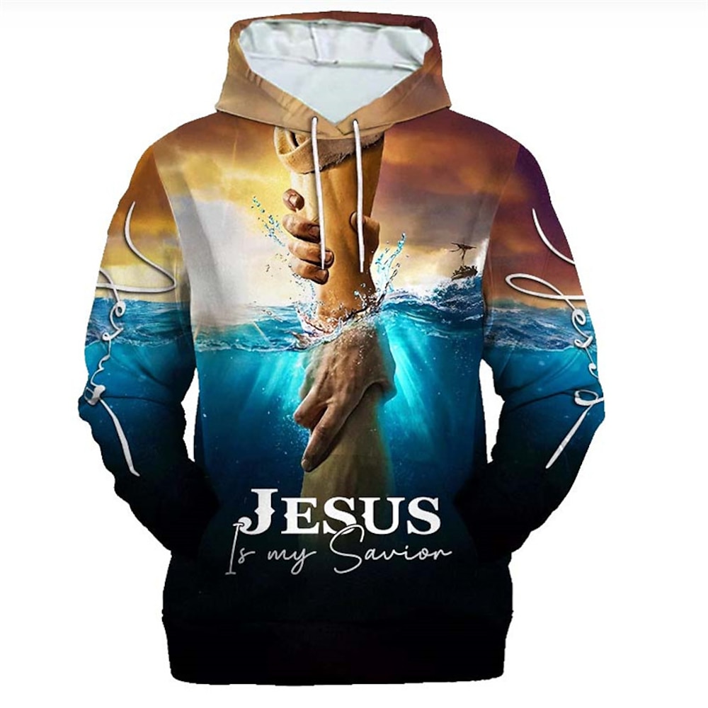 Herren Grafik-Drucke Hände Hoodie Sweatshirt Kapuze Hoodies Pullover Hoodie Sweatshirt Kapuze Langarm Sweatshirt mit Kapuze Mit Kapuze Strassenmode 3D-Druck Täglich Sport Blau Bedruckt Frühling Lightinthebox