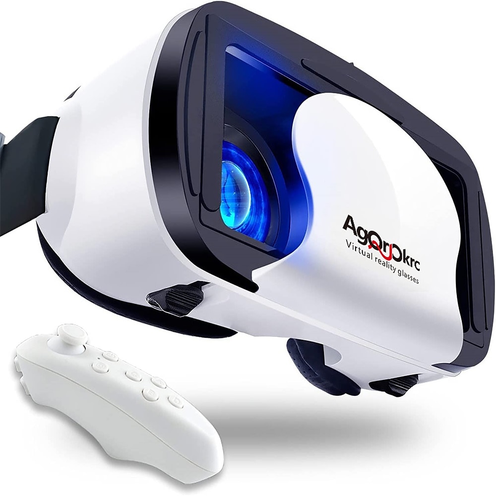 VR-Headset mit Controller, einstellbare 3D-VR-Brille, Virtual-Reality-Headset, HD-Blu-ray, augengeschützte Unterstützung, 57 Zoll, für Telefon/Android 222 Lightinthebox