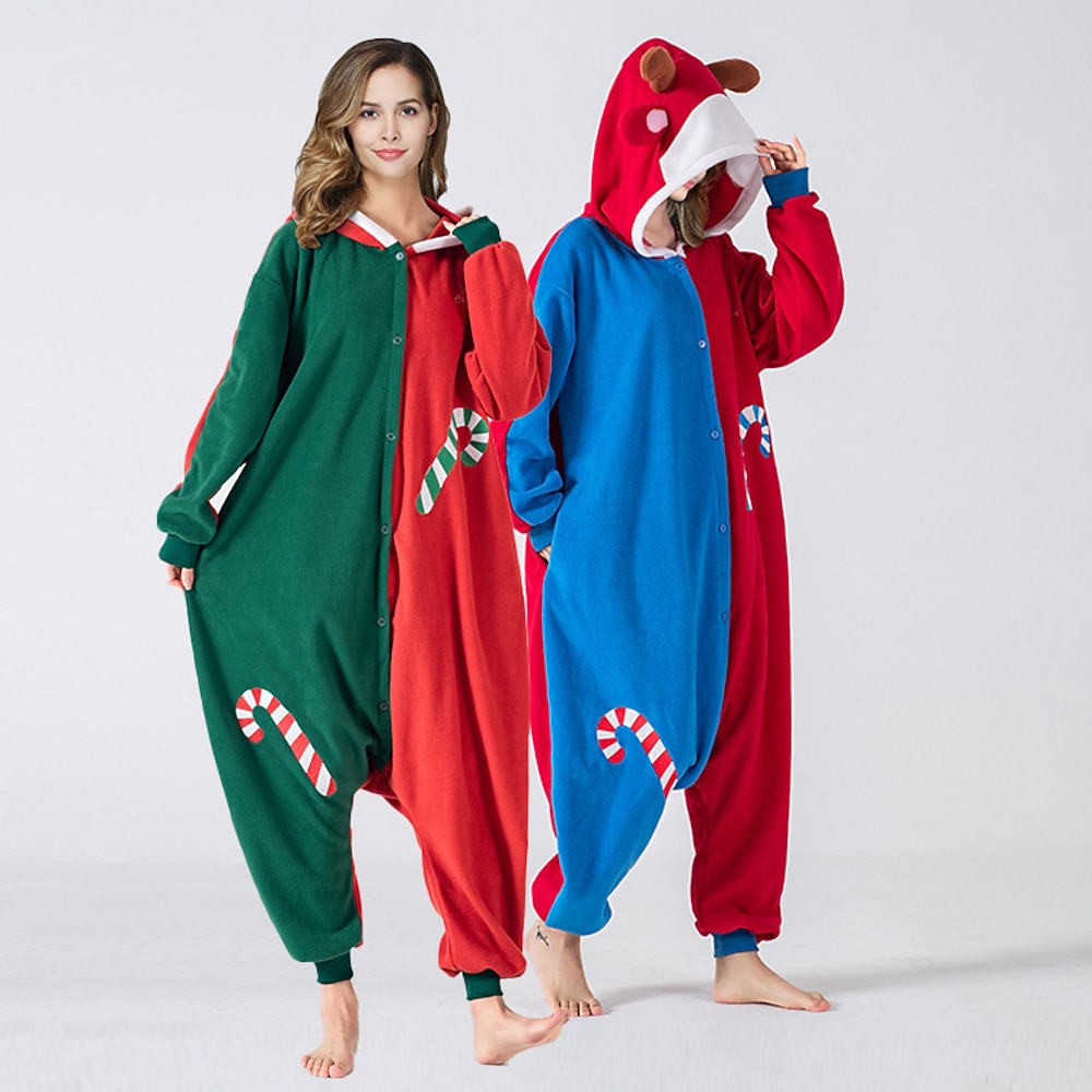 Rentier Kigurumi-Pyjamas Weihnachtspyjamas Pyjamas-Einteiler Herren Damen Weihnachten Heiligabend Weihnachten Erwachsene Freizeitkleidung Einteiler Lightinthebox