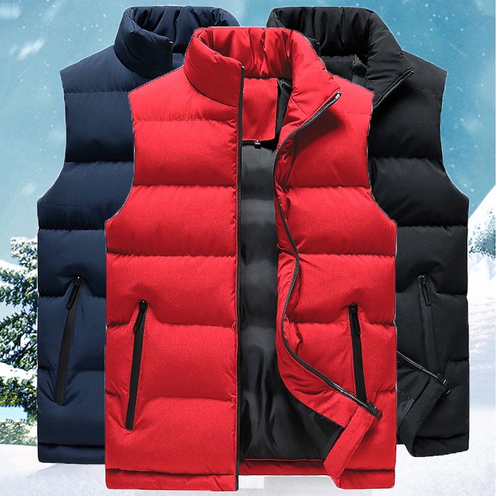 Herren leichte Daunenweste Sport-Pufferjacke Wanderweste ärmellose Oberbekleidung Weste Manteloberteil Outdoor-Mode thermisch warm atmungsaktiv schweißableitender Winter blau schwarz rot Jagd Lightinthebox