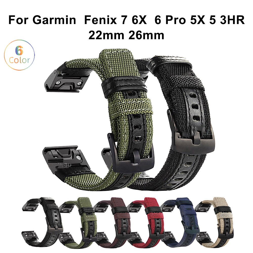 Uhrenarmband für Garmin MARQ Descent G1 Fenix 7 Sapphire Solar / 6 Pro / 5 Plus Forerunner 935 945 Fenix 7X / 6X / 5X / 3 Sapphire Fenix 6X Pro / 5X Plus / 3 HR Nylon Ersatz Gurt 22mm 26mm Lightinthebox