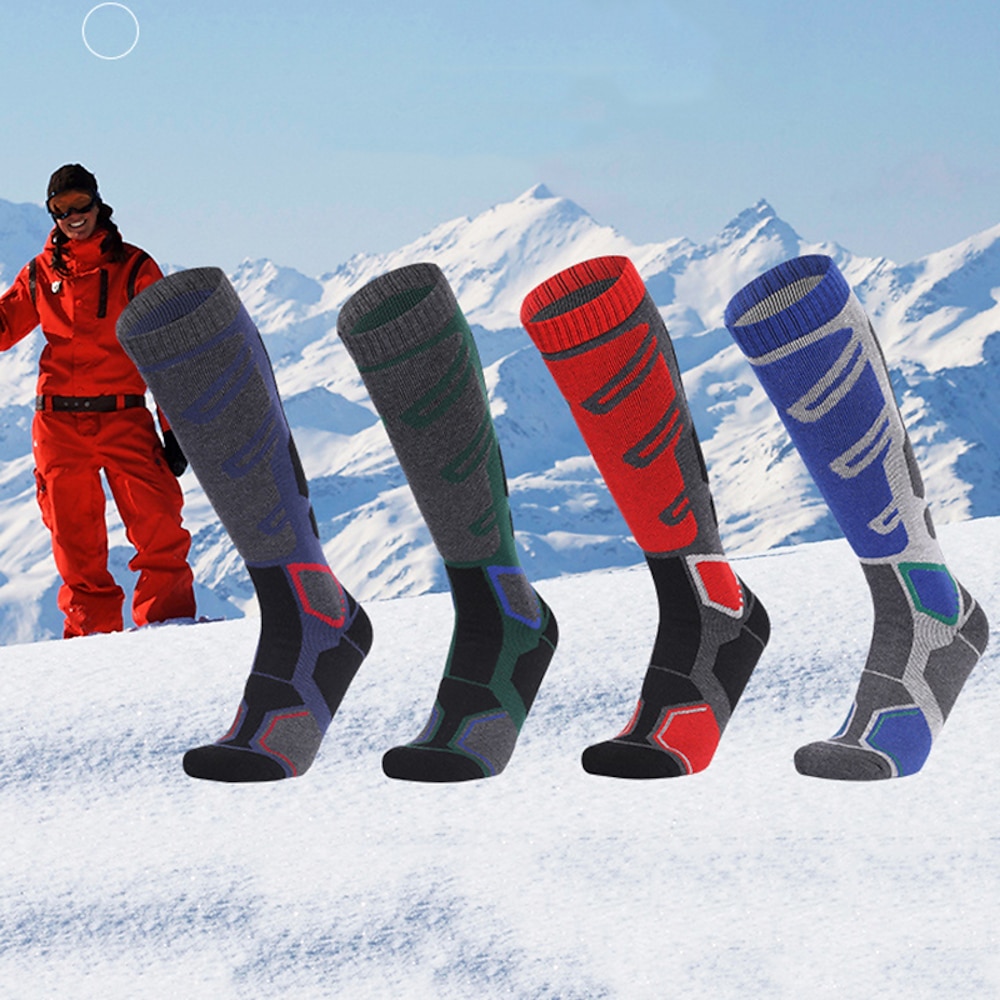 Herren Wandersocken Skisocken Sportsocken Winter Außen warm halten Windundurchlässig Atmungsaktiv Weich Socken Dunkelblau grau Farbe blau grau Grün Grau für Jagd Skifahren Angeln Lightinthebox