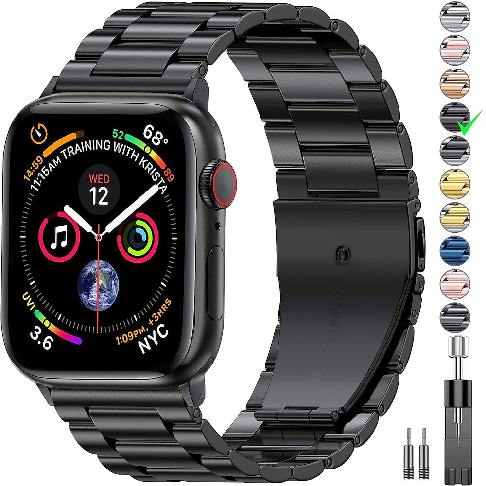 Gliederarmband Kompatibel mit Apple Watch Armband Herren mit Entfernungswerkzeug Metallverschluss Edelstahl Ersatzarmband für 38mm 40mm 41mm 42mm 44mm 45mm 49mm iwatch Series Ultra 8 7 6 SE 5 4 3 2 1 Lightinthebox