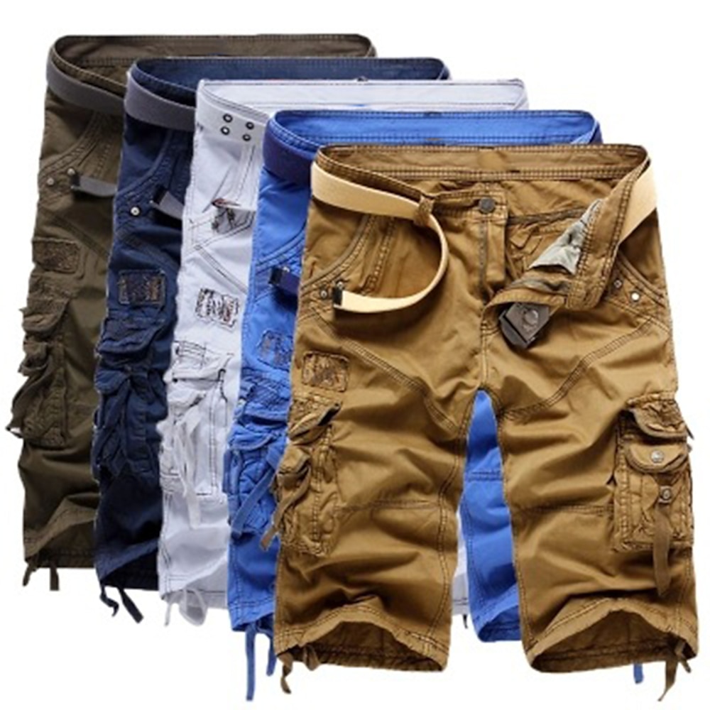 Herren Cargo Shorts Kurze Hosen Shorts Kurze Hosen Kurze Hose für Wanderer Tasche Glatt Komfort tragbar Wadenlänge Arbeit Casual Täglich Modisch Strassenmode Armeegrün Schwarz Lightinthebox