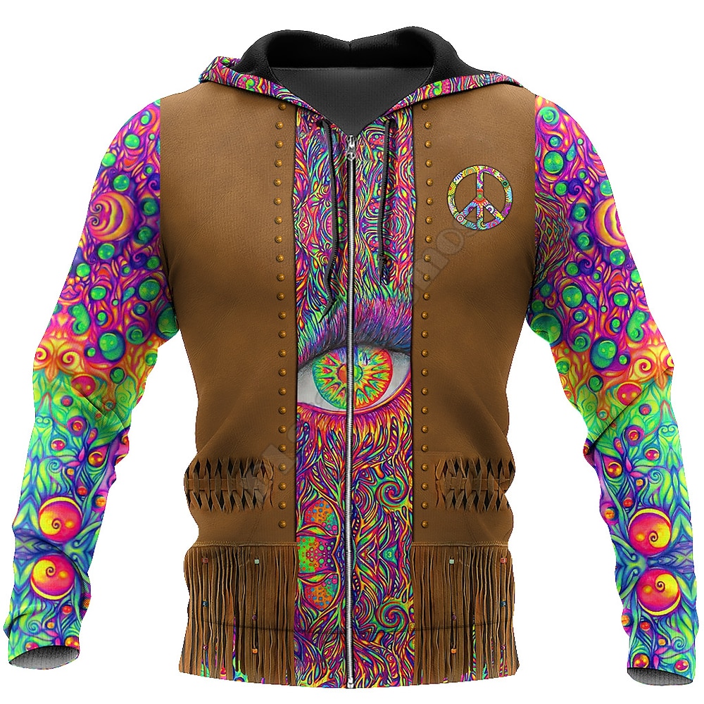 Indianer Totem Kapuzenshirt Zeichentrick Manga Anime 3D Vordertasche Grafik Für Paar Herren Damen Erwachsene 3D-Druck Casual Lightinthebox