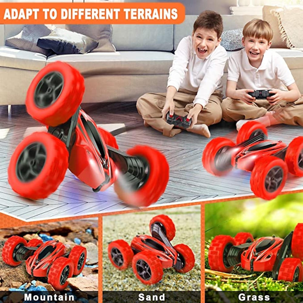 Auto-Stunt-Fernbedienungsfahrzeug, ferngesteuerter Offroad-LKW, Allradantrieb, 2,4 GHz, RC-Rock-Crawler mit Scheinwerfern, doppelseitiges 360-Flip-Fernbedienungsauto, Geschenke für Jungen und Mädchen Lightinthebox