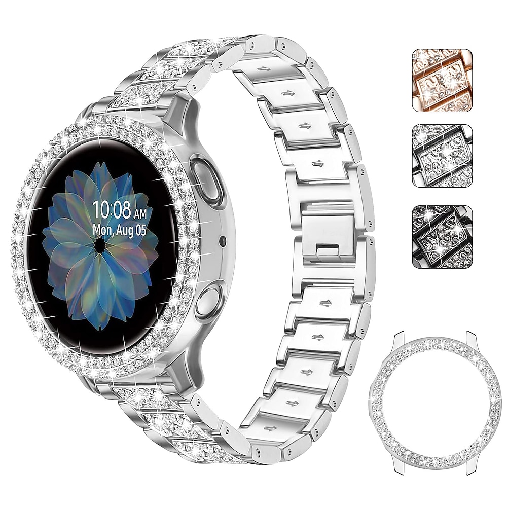 Uhrenarmband für Samsung Galaxy Watch 5 40/44mm Watch 4 Classic 42/46mm Watch 4 40/44mm „Aktiv 40 mm ansehen Edelstahl Strass Ersatz Gurt mit Fall Bling-Diamant Schmuck Armband Armband Lightinthebox