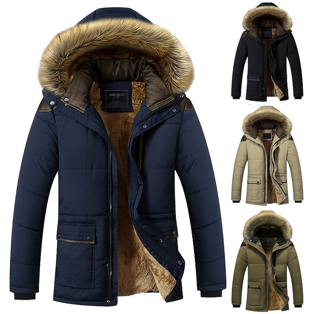 Herren Wanderjacke Vlies Winter Draussen warm halten Windundurchlässig Atmungsaktiv Rasche Trocknung Oberbekleidung Winterjacken Skifahren Angeln Klettern Schwarz Kaki Braun Marineblau / Leicht Lightinthebox