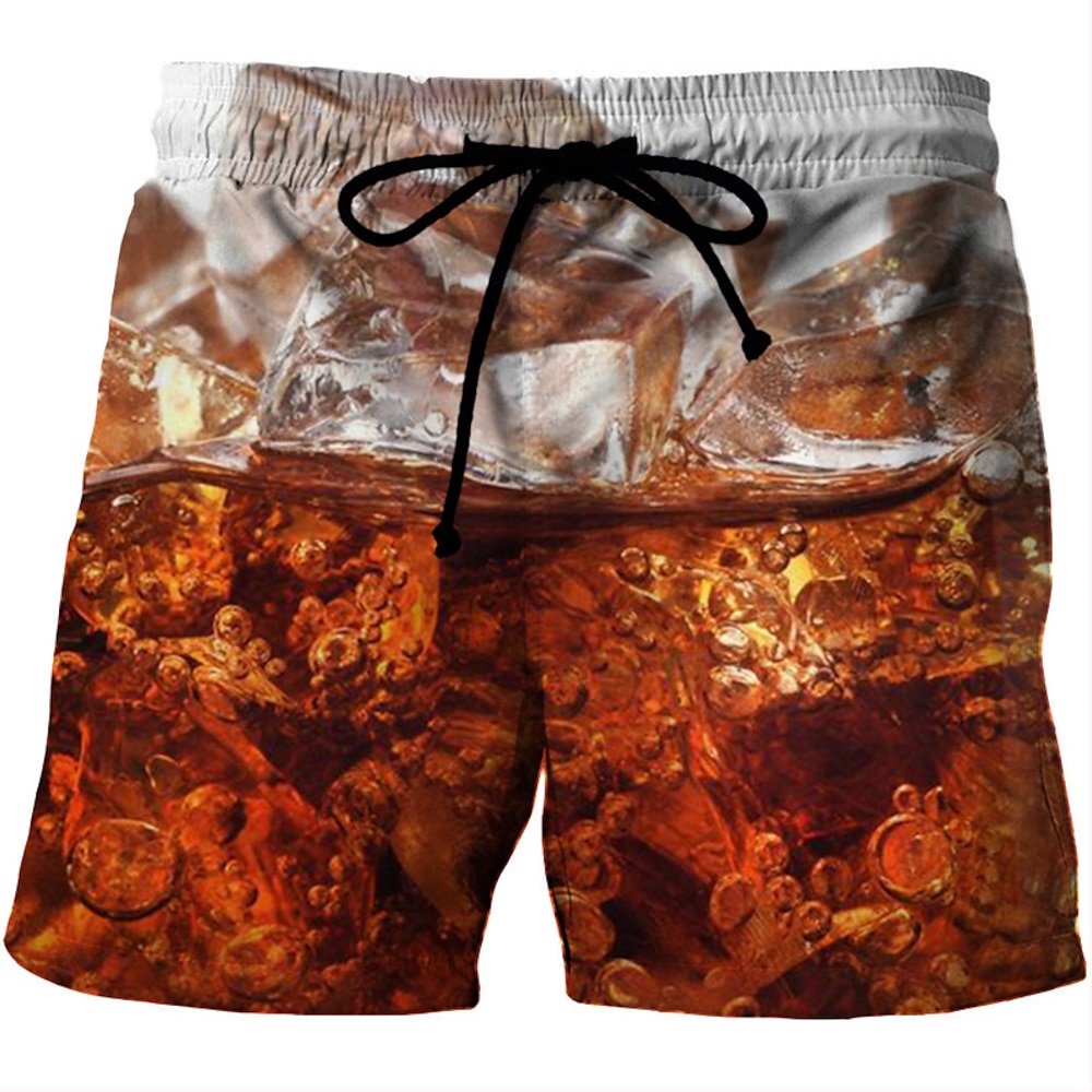 Herren Grafik-Drucke Bier Badeshorts Boardshorts Badeshorts Badehose Schwimmshorts Mittlere Taillenlinie Modisch Strassenmode Brautkleider schlicht Outdoor Täglich Festtage Tasche Kordelzug Lightinthebox