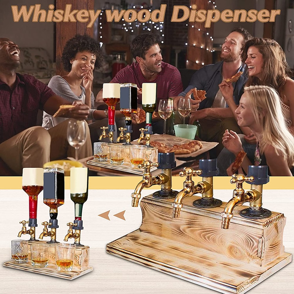 Whiskey-Holzspender, Schnapsspender in Form eines Wasserhahns, Daddy Lieblings-Whisky-Wein-Holzspender für Home Bar Dinner Party Restaurant, Papa Papa Freund Ehemann Geschenk Lightinthebox