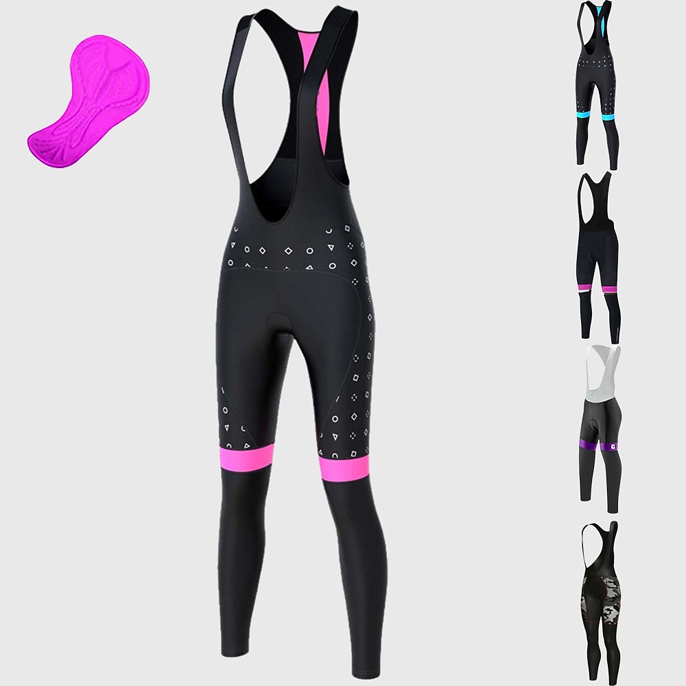 Damen Radhose lang mit Trägern Fahhrad Unten MTB Mountain Rennrad Sport Punkt 3D-Pad Radfahren Atmungsaktiv Schnelltrocknend Rosa Blau Spandex Bekleidung Fahrradbekleidung Lightinthebox