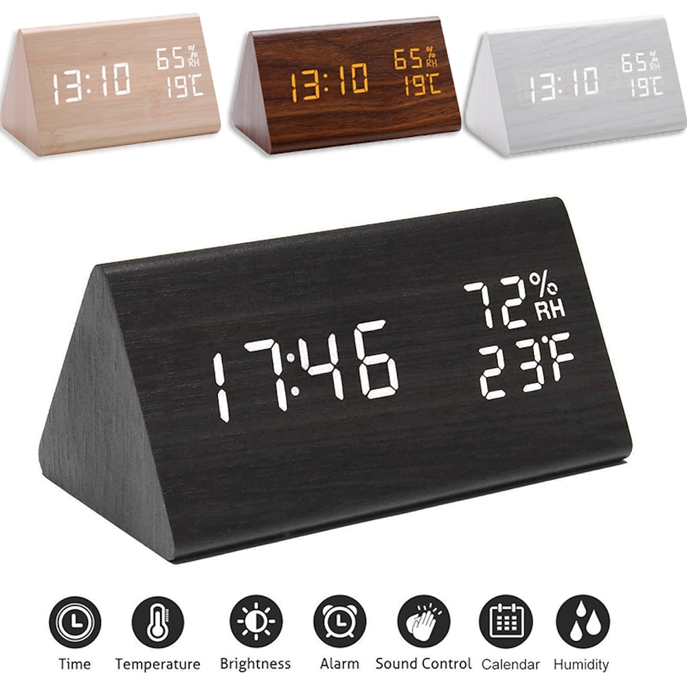 LITBest Intelligenter Wecker 9052 Verstellbar Hölzern LED Dunkel Braun Holz Schwarz Lightinthebox