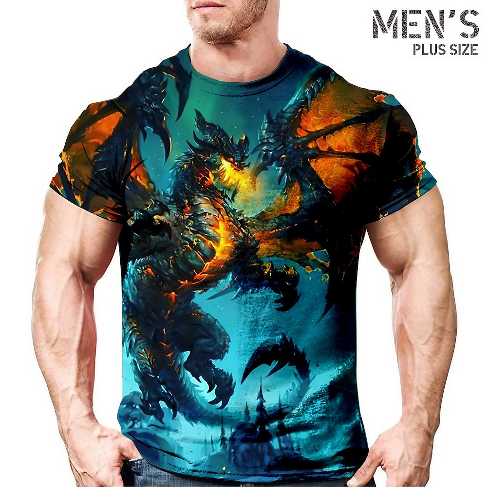 Herren Übergröße T Shirt Groß und hoch Graphic Rundhalsausschnitt Bedruckt Kurzarm Frühling Sommer Vintage Modisch Strassenmode Basic Casual Sport Oberteile Lightinthebox