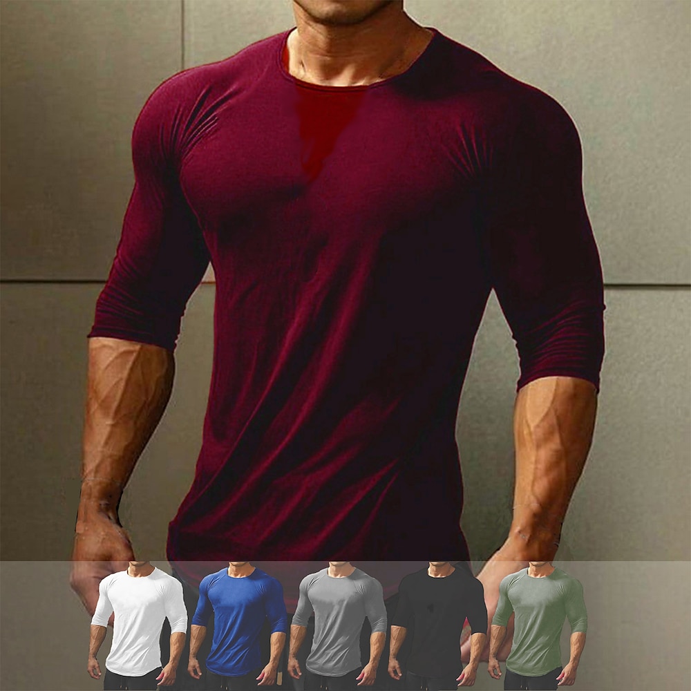 Herren Fitnessstudio-Shirt Trainingshemd Laufshirt Sport Top Patchwork Langarm Shirt Sportlich Athlässigkeit Herbst Atmungsaktiv Schnelltrocknend Weich Laufen Joggen Traning Sportbekleidung Lightinthebox