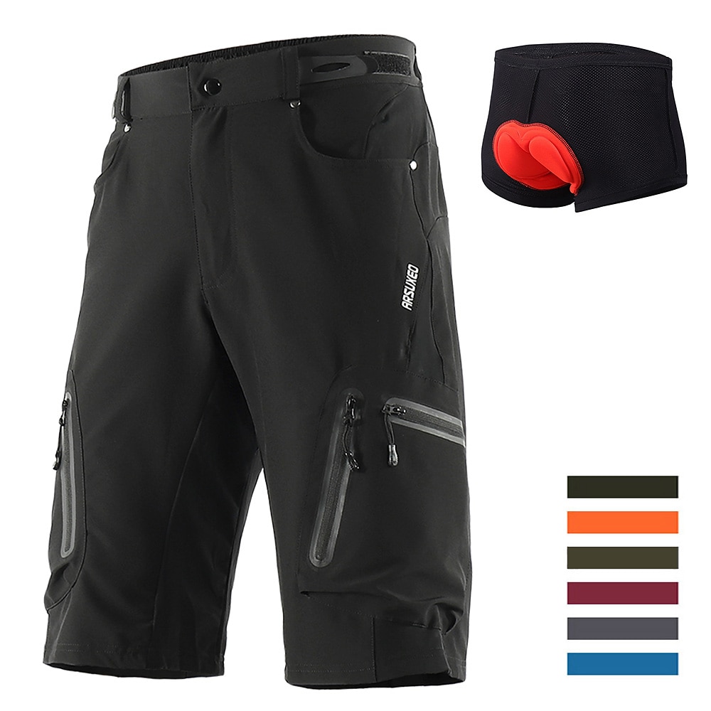 Arsuxeo Herren MTB Hosen Radlerhose Fahrradhose Fahrradshorts Fahhrad Kurze Hose Hosen / Regenhose entspannte Passform MTB Mountain Rennrad Sport 3D-Pad Atmungsaktiv Schnelltrocknend Lightinthebox