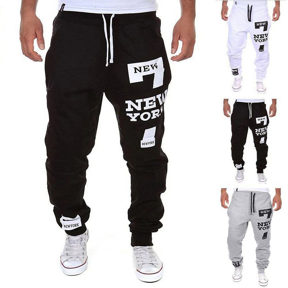 Herren Aktiv Jogginghose Trainingshose Jogginghose Jogger Hose Hosen Kordelzug Elastische Taille Buchstabe In voller Länge Strasse Sport Freizeitskleidung Aktiv Sport Lockere Passform Schwarz / Rot Lightinthebox