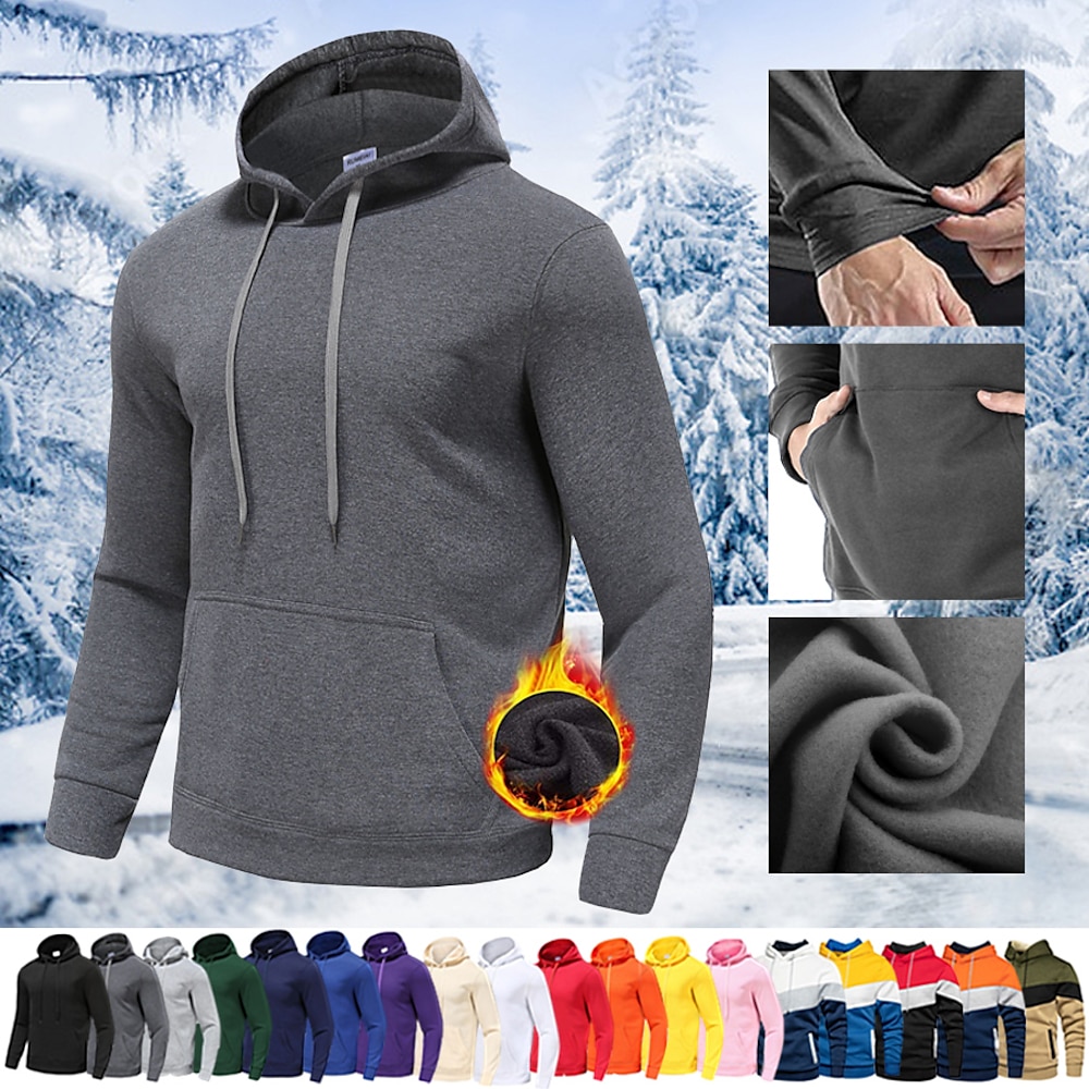 Herren Hoodie Sweatshirt Kapuze Sweatshirt Pullover Tasche Langarm Shirt Strasse Casual Frühling Mit Kapuze Vlies warm Atmungsaktiv Weich Fitness Fitnesstraining Aufführung Sportbekleidung Lightinthebox