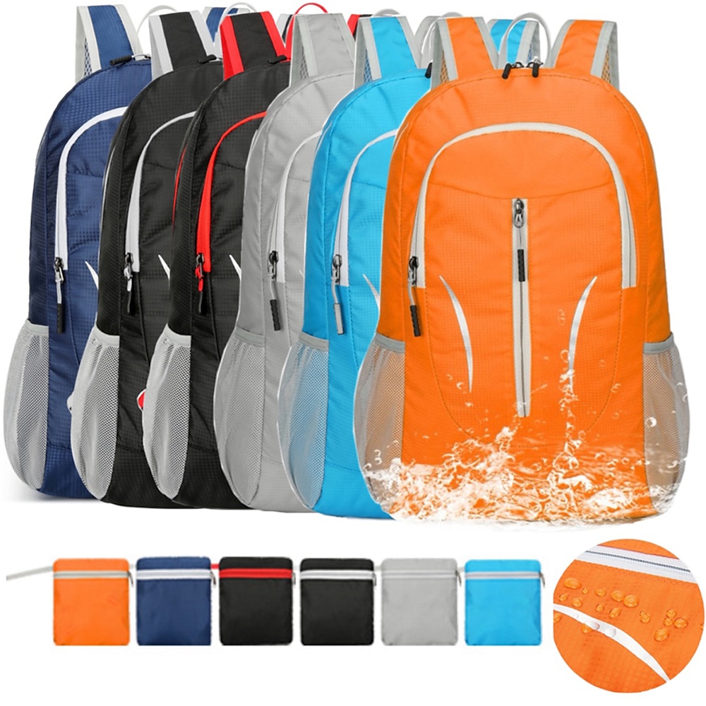 20~30 L Wanderrucksack Leichter packbarer Rucksack Wandern Tagesrucksäcke Regendicht Klappbar Leicht Reflexmaterial Schweißableitend Außen Yoga Jagd Angeln Wandern Nylon Hellblau Schwarz Rote Lightinthebox