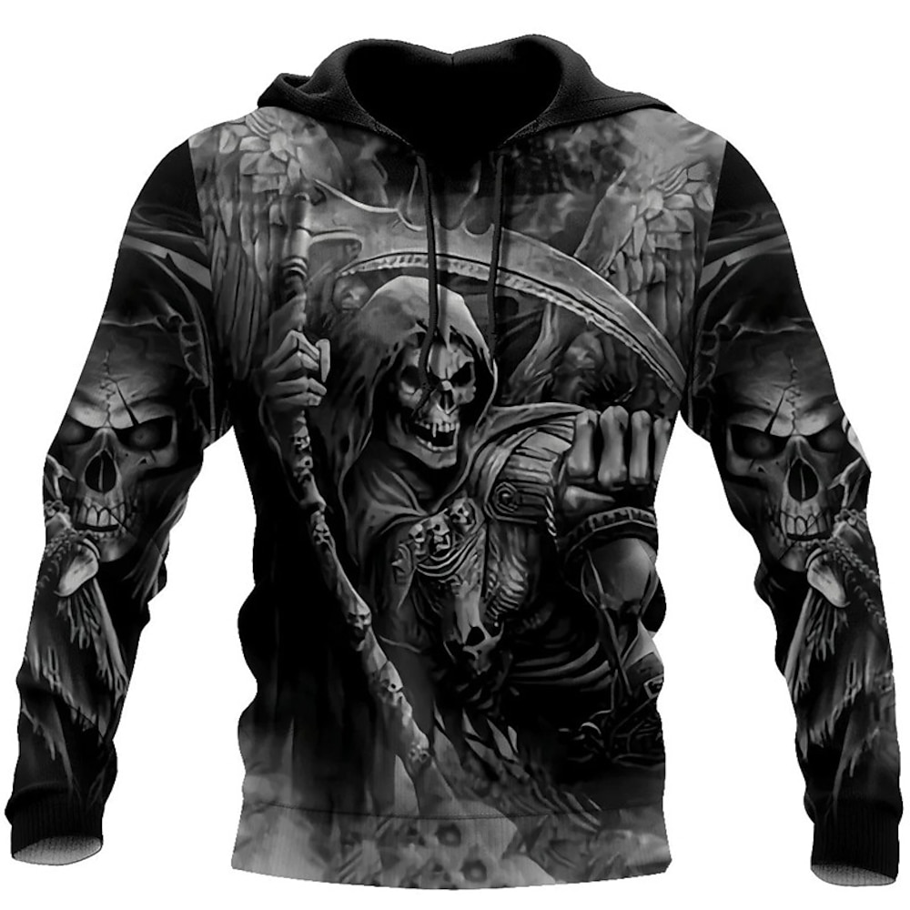 Herren Totenkopf Motiv Grafik-Drucke Hoodie Sweatshirt Kapuze Hoodies Pullover Hoodie Sweatshirt Kapuze Langarm Sweatshirt mit Kapuze Mit Kapuze Strassenmode 3D-Druck Täglich Sport 1 2 Bedruckt Lightinthebox