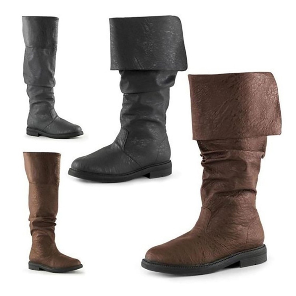 Mittelalterlich Renaissance Schuhe Kniehohe Stiefel Flache Jazzstiefel Seeräuber Vikinger Kreuzritter Walhalla Herren Unisex Halloween Leistung Party / Abend LARP Schuhe Lightinthebox