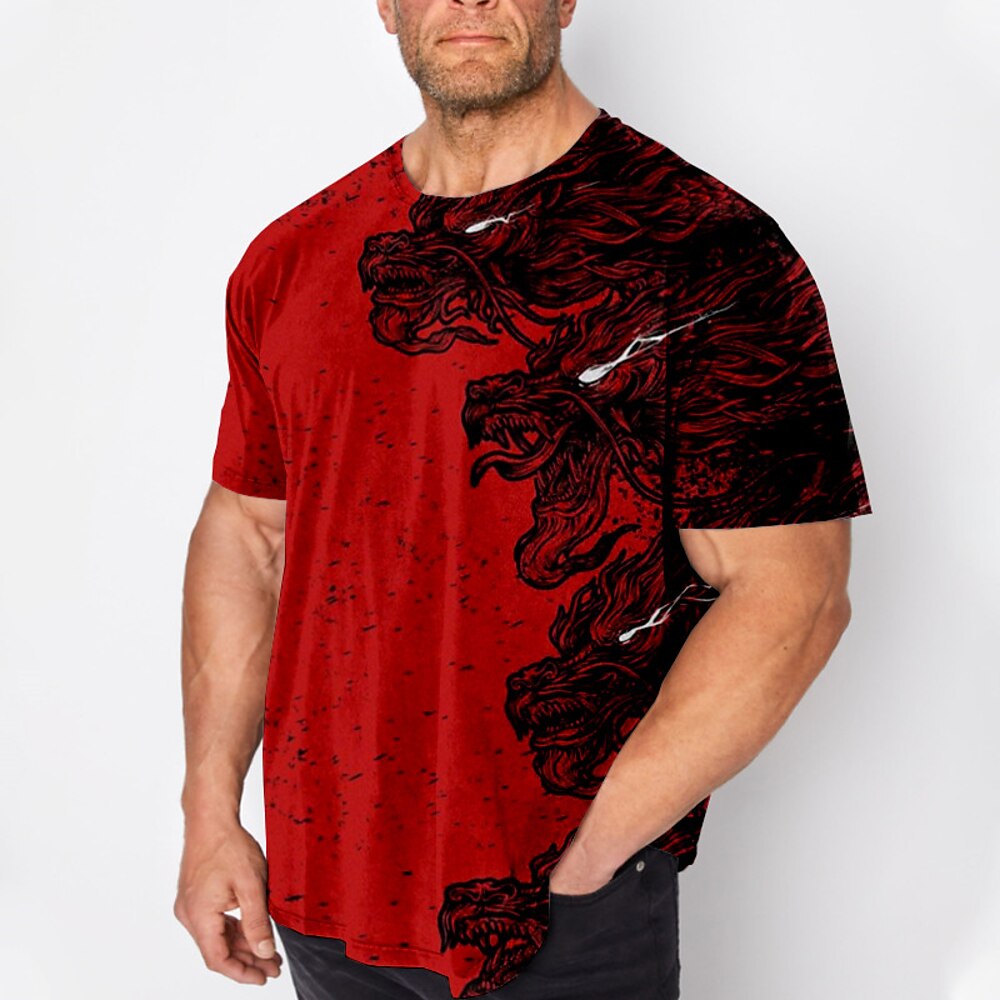 Herren Übergröße T Shirt Groß und hoch Graphic Rundhalsausschnitt Bedruckt Kurzarm Frühling Sommer Vintage Modisch Strassenmode Basic Casual Sport Oberteile Lightinthebox